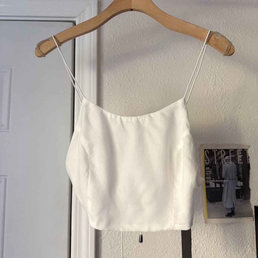 NWT LOCAL EUROPEAN white cupro backless cropped pants tie back‎ tank top